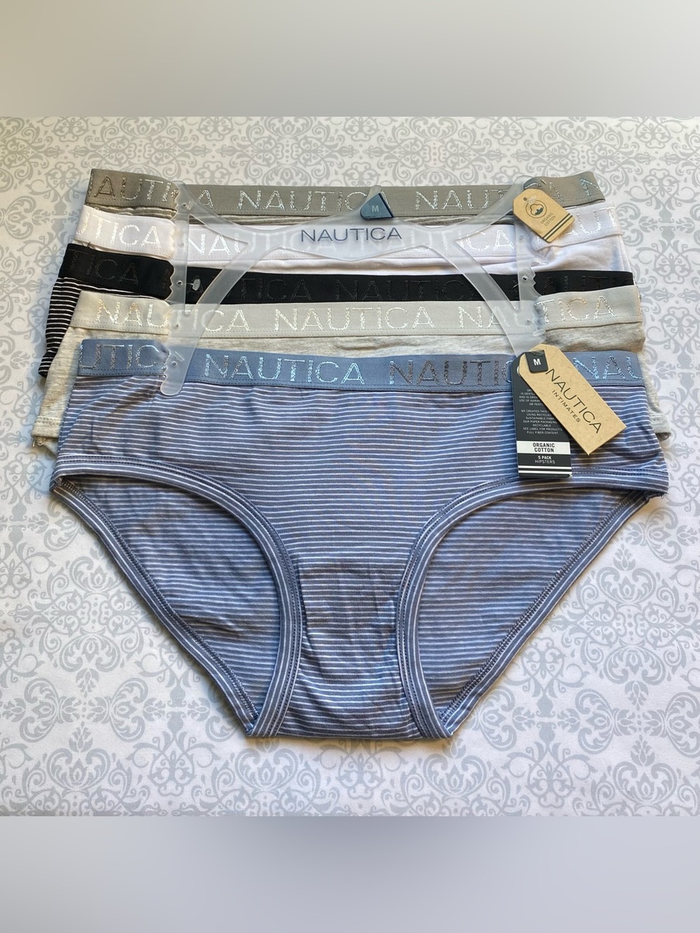 NWT Nautica Intimates Organic Cotton Hipster Panties, 5-Pack